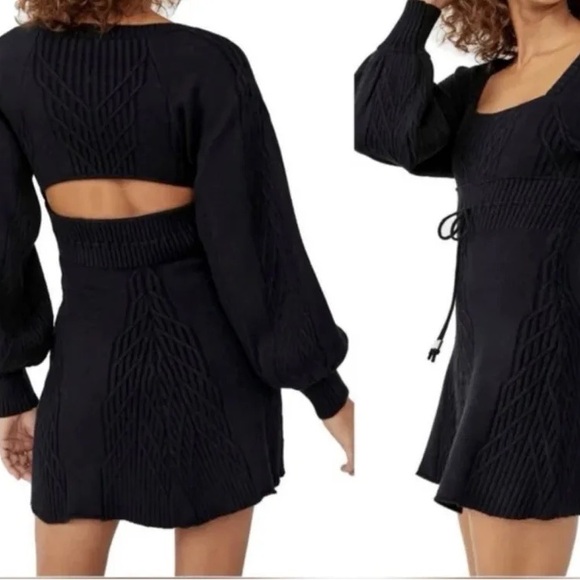 Free People NWT Emmaline Sweater Mini Dress Black - Picture 3 of 8